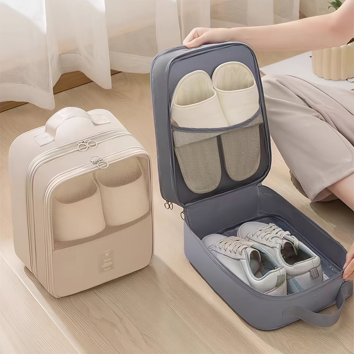 Mesh Travel Shoe Bag with Luggage Strap