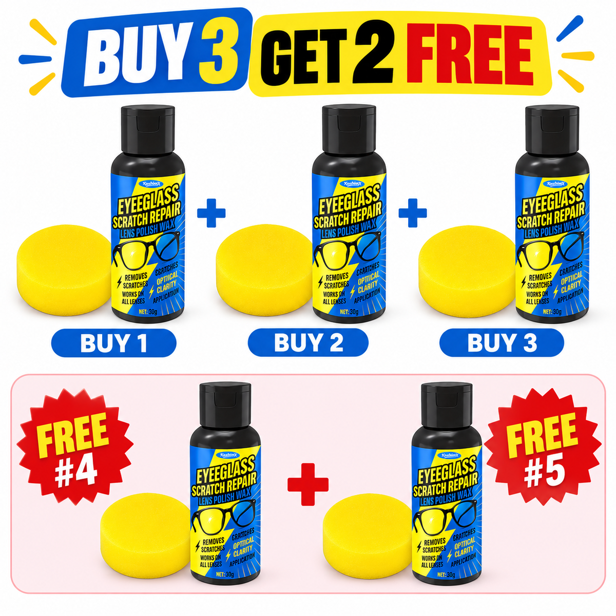 Eyeglass Scratch Repair Lens Polish Wax Kit