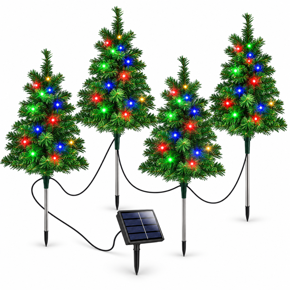 🎄 Solar LED Christmas Tree Stake Lights | Festive Outdoor Yard Decor