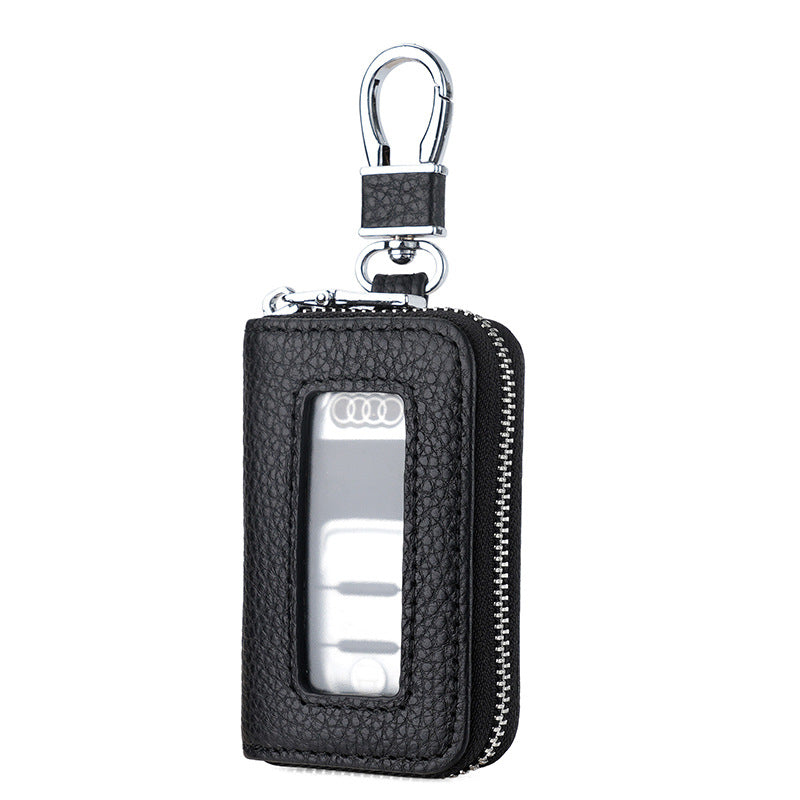 Leather Car Key Case with Viewing Window