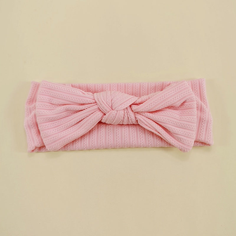 🎀 Baby Bow Knot Headband | Stretchy Ribbed Hair Band