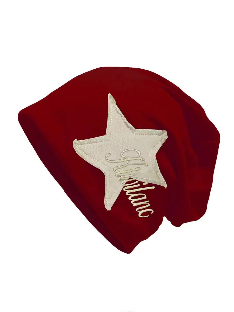 Women's Slouchy Star Patch Beanie | Vintage Cotton Hat