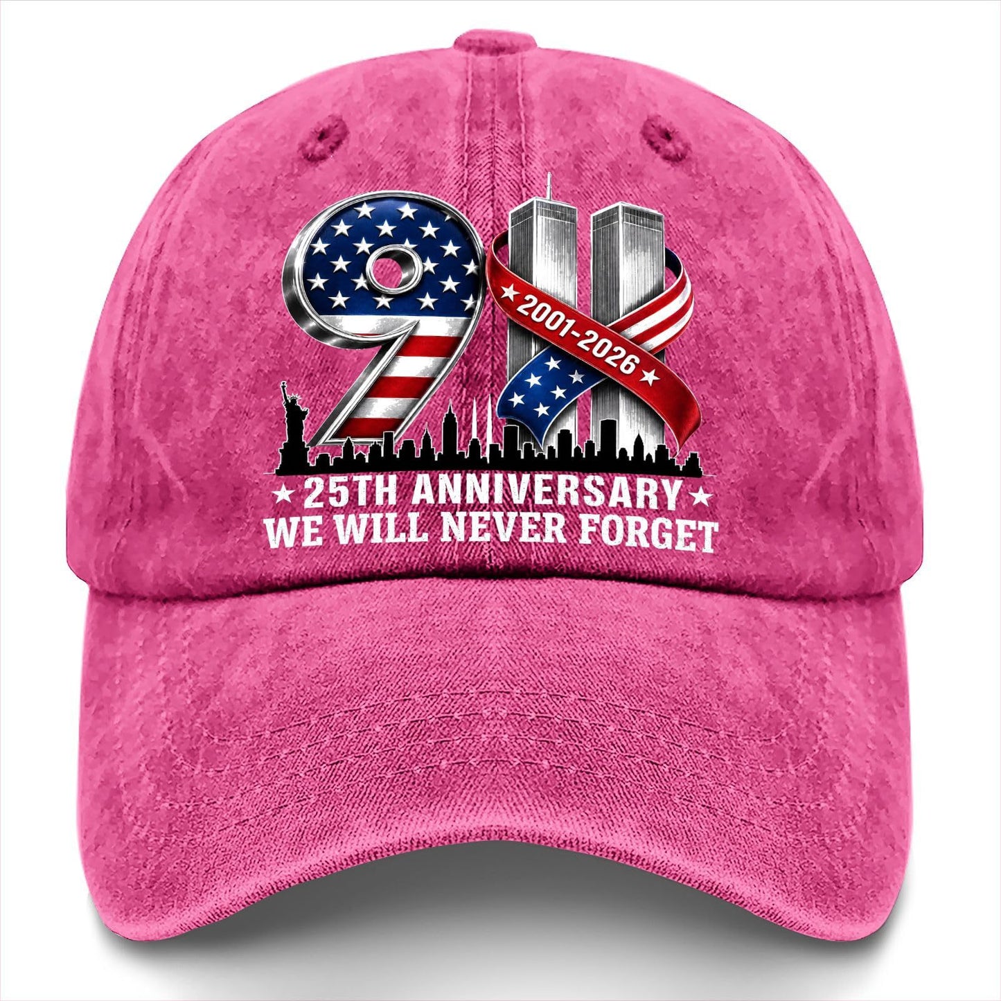 Never Forget 9/11 25th Anniversary Commemorative Cap — 8 Colors, Courage Sacrifice Unity
