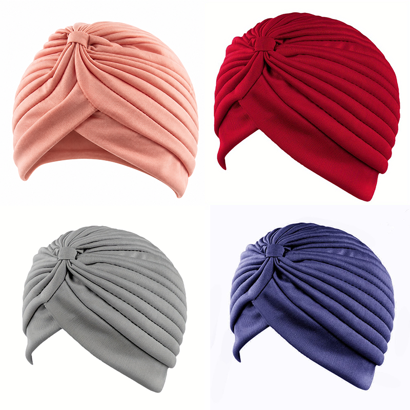 Pleated Stretch Turban Hat for Women