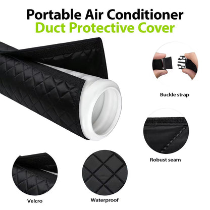 Heat Insulated Portable Air Conditioner Exhaust Pipe Cover, Waterproof Dustproof AC Hose Protector with 2 Elastic Fixing Straps