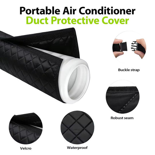 Heat Insulated Portable Air Conditioner Exhaust Pipe Cover, Waterproof Dustproof AC Hose Protector with 2 Elastic Fixing Straps