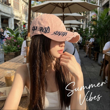 Never Give Up Distressed Vintage Cap – Embroidered Streetwear Baseball Hat