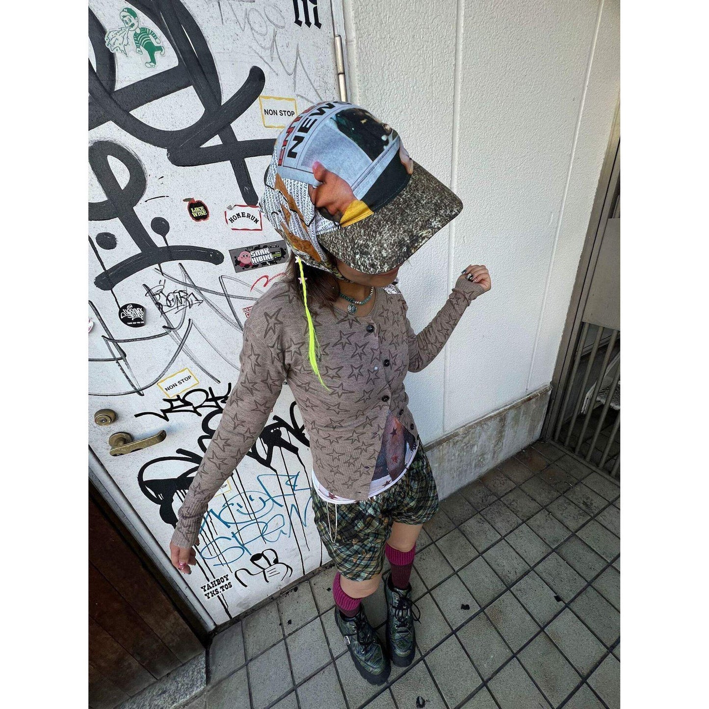 Newspaper Print Bandana Baseball Cap – Tie-Back Statement Hat