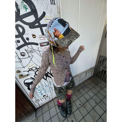 Newspaper Print Bandana Baseball Cap – Tie-Back Statement Hat
