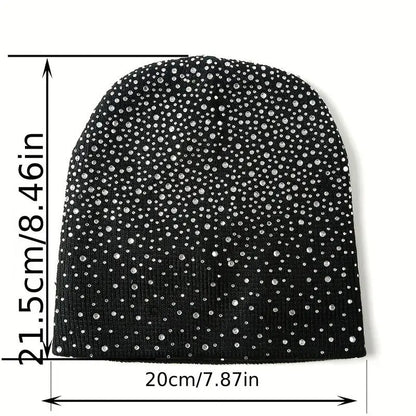 Women's Rhinestone Knit Beanie | Sparkly Winter Hat