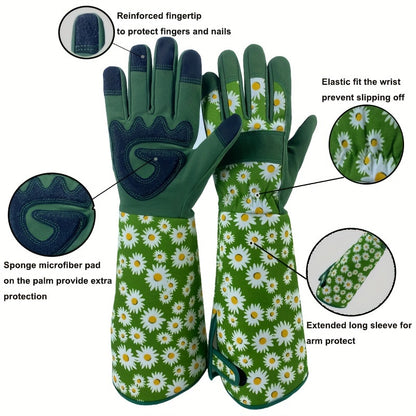 Thorn-Resistant Rose Gardening Gloves | Long Floral Cuffs