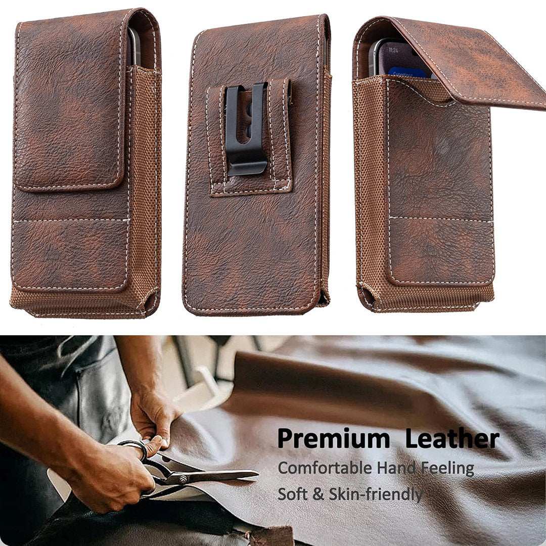Vertical Phone Belt Pouch – Magnetic Holster with Card Holder