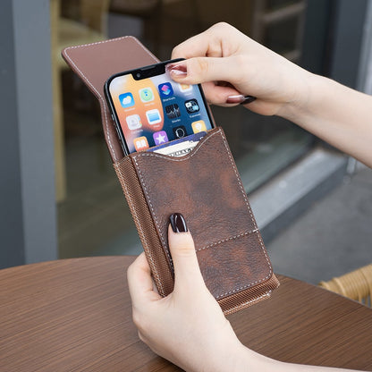 Vertical Phone Belt Pouch – Magnetic Holster with Card Holder