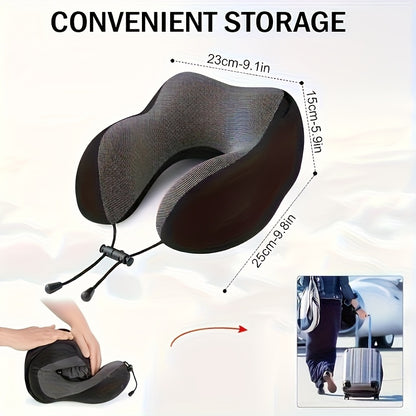 Hooded Memory Foam Travel Neck Pillow with Stowable Privacy Hood