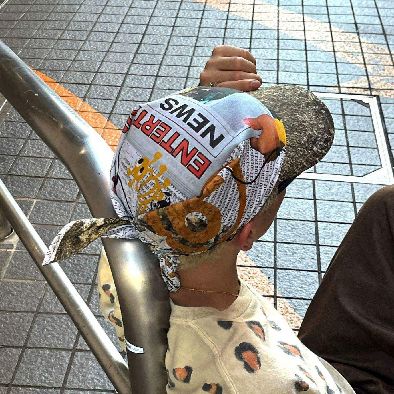 Newspaper Print Bandana Baseball Cap – Tie-Back Statement Hat