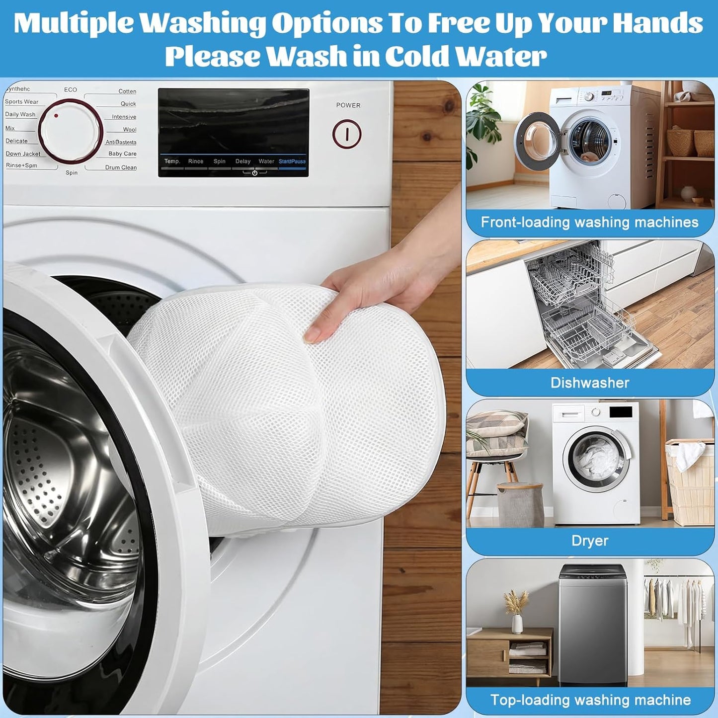 Hat Washing Cage with Laundry Bag, Reusable Baseball Cap Washer Protector Frame for Washing Machine Cap Cleaning Tool
