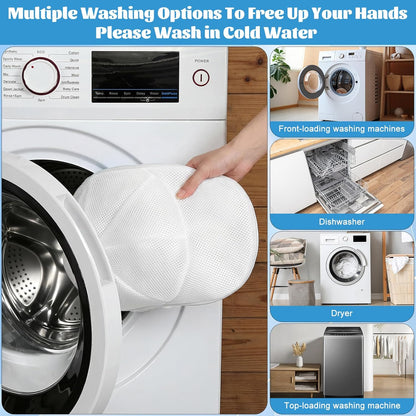 Hat Washing Cage with Laundry Bag, Reusable Baseball Cap Washer Protector Frame for Washing Machine Cap Cleaning Tool