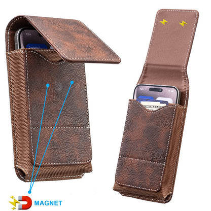 Vertical Phone Belt Pouch – Magnetic Holster with Card Holder