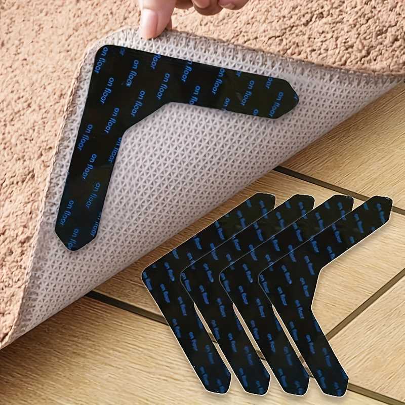 L Shaped Non Slip Rug Grippers Anti Curling Carpet Corner Stickers