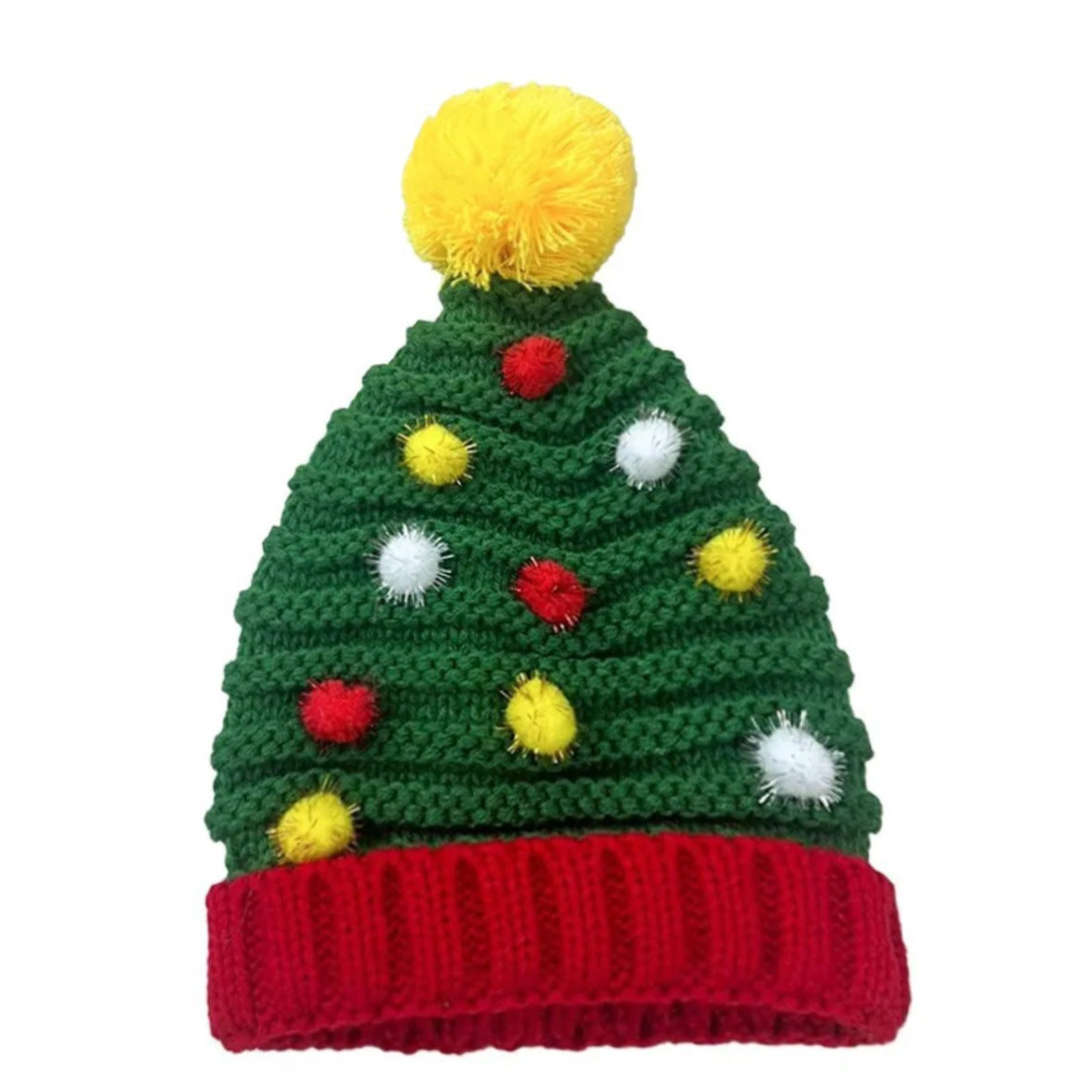 Christmas Knit Beanie Hat for Adults – Festive Tree & Striped Pom-Pom Styles