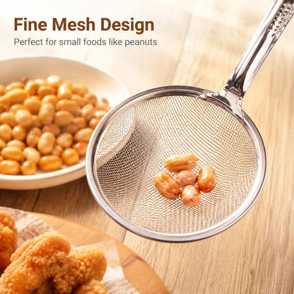 Stainless Steel 2-in-1 Fry Strainer Tongs Mesh Skimmer Kitchen Cooking Tong