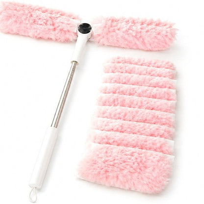 7.4ft Extendable Disposable Duster, 360° Bendable Y-Head Non-Woven Dust Brush, Anti-Twist Telescopic Handle for Ceiling Fan, Air Vents & Pet Hair