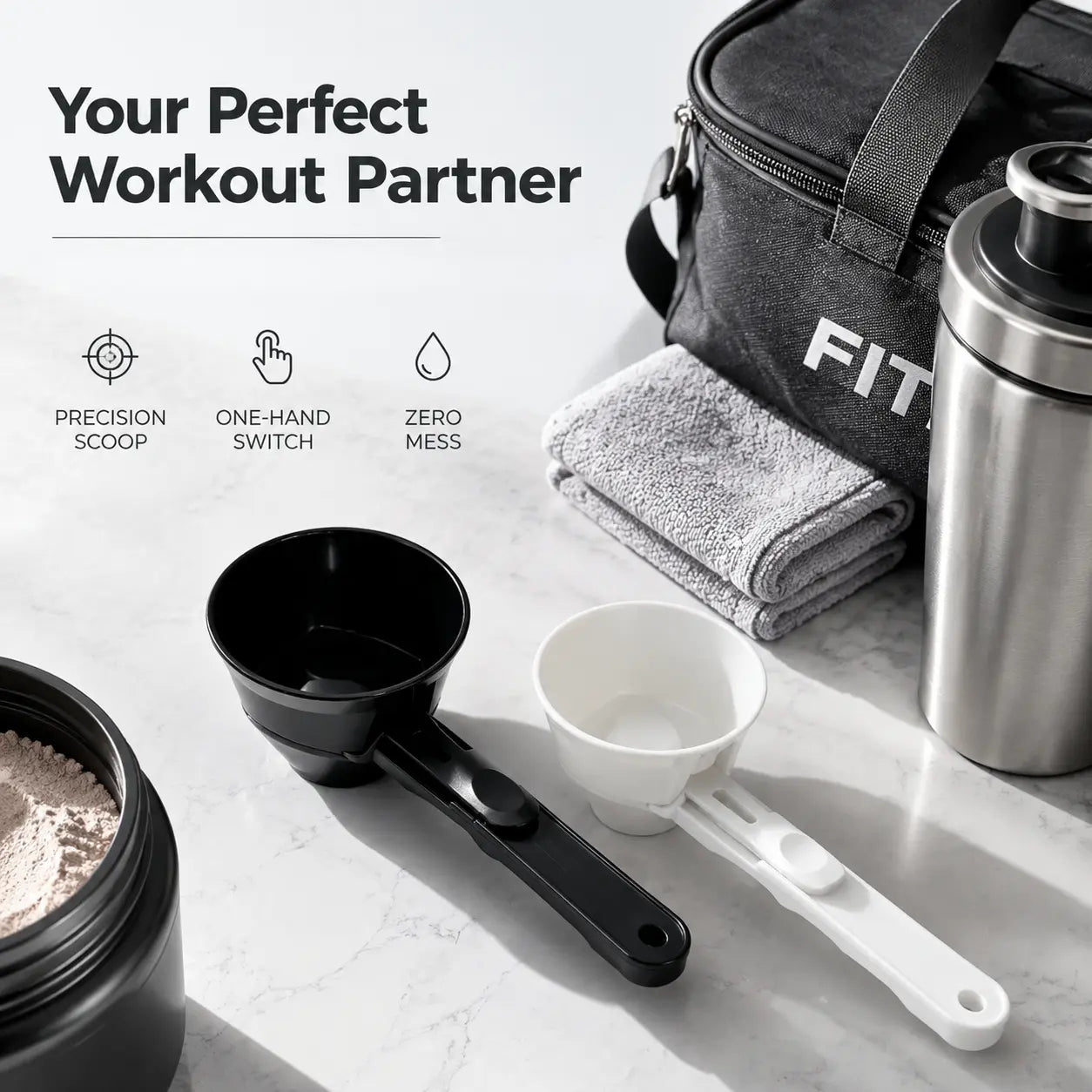 Openable Dosing Measuring Spoon 2‑in‑1 Powder Dispensing Spoon for Coffee & Tea