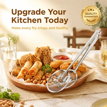 Stainless Steel 2-in-1 Fry Strainer Tongs Mesh Skimmer Kitchen Cooking Tong