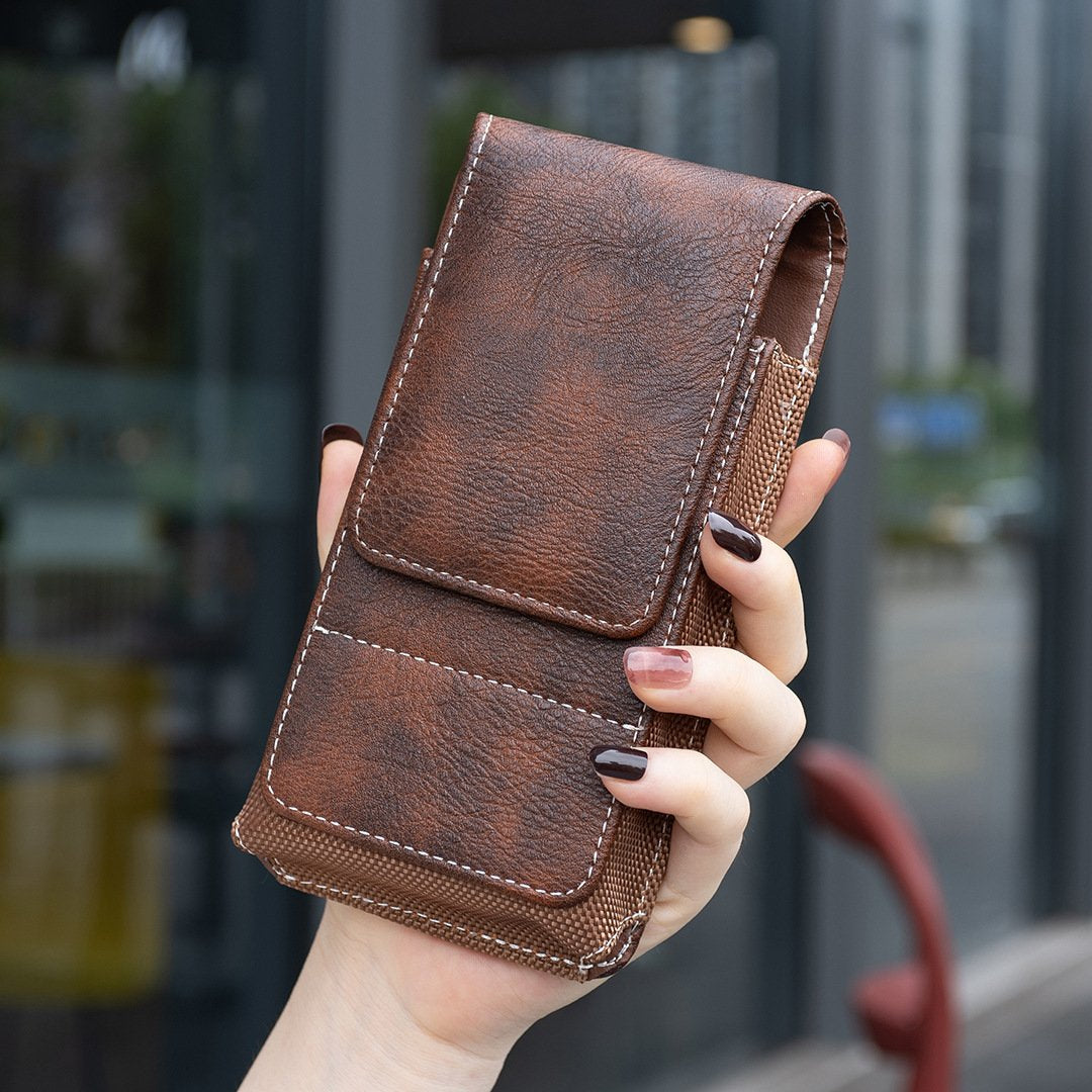 Vertical Phone Belt Pouch – Magnetic Holster with Card Holder