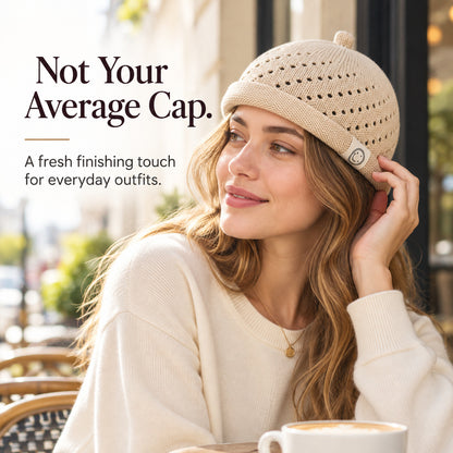 Women's Open-Knit Docker Cap – Rolled Cuff Brimless Knit Hat
