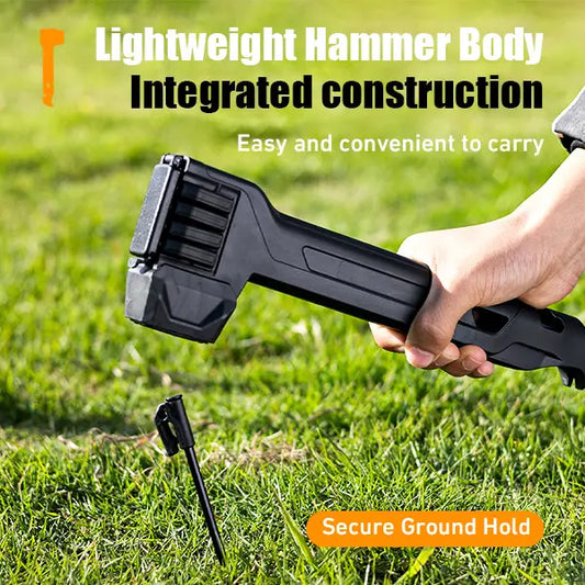 2-in-1 Camping Hammer with Stake Puller and Built-In Storage for 8 Tent Stakes