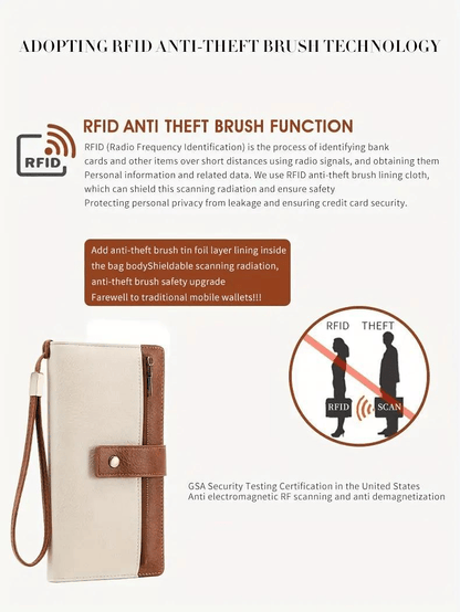 👛Women's long wallet, stylish clutch, elegant solid color RFID blocking leather wallet!!!