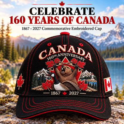 🇨🇦 2027 Canada 160th Anniversary Embroidered Baseball Cap | 1867–2027 Commemorative Hat