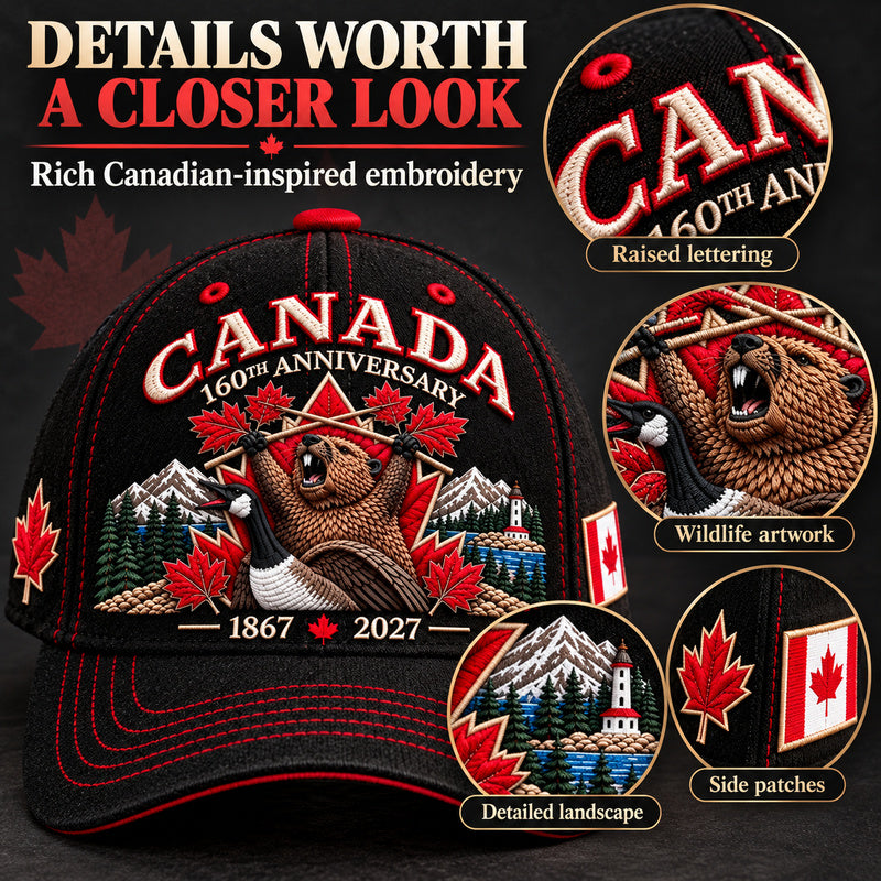 🇨🇦 2027 Canada 160th Anniversary Embroidered Baseball Cap | 1867–2027 Commemorative Hat
