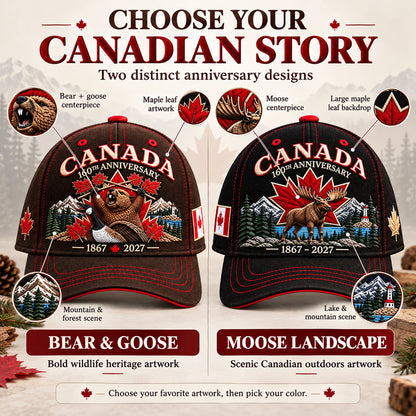 🇨🇦 2027 Canada 160th Anniversary Embroidered Baseball Cap | 1867–2027 Commemorative Hat