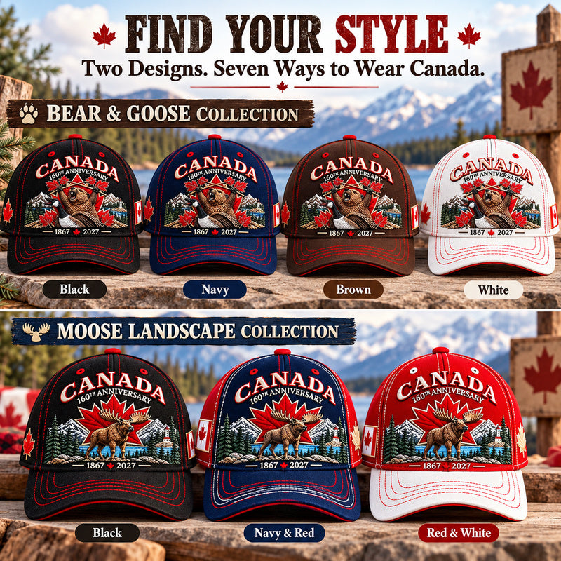 🇨🇦 2027 Canada 160th Anniversary Embroidered Baseball Cap | 1867–2027 Commemorative Hat