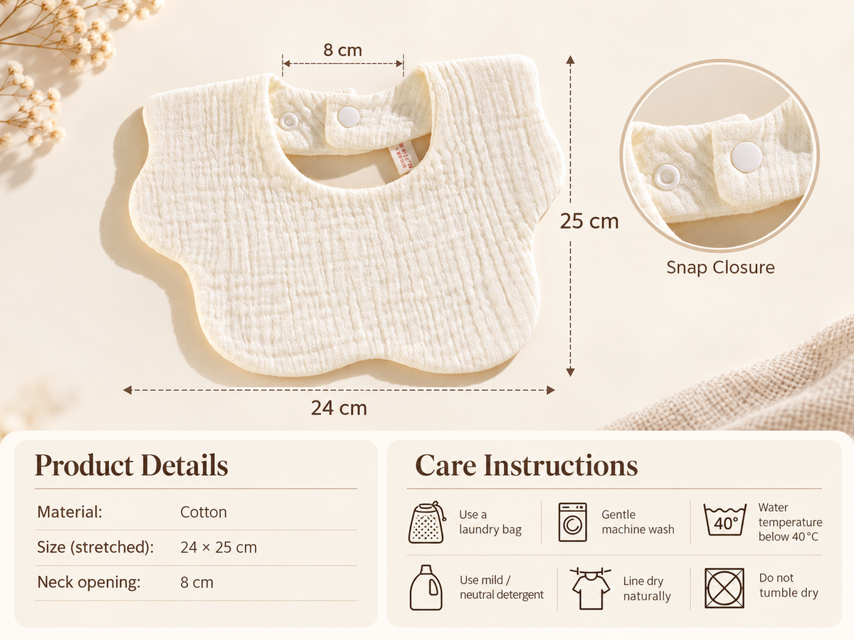 6-Layer Cotton Gauze Petal Baby Bib | Soft Drool Bib