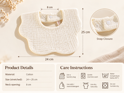 6-Layer Cotton Gauze Petal Baby Bib | Soft Drool Bib