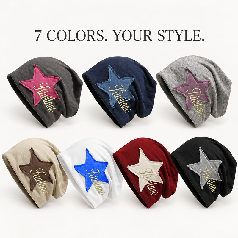 Women's Slouchy Star Patch Beanie | Vintage Cotton Hat