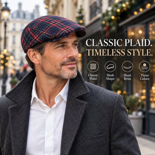 Men's Vintage Plaid Flat Cap – Classic Lightweight Ivy Driving Hat