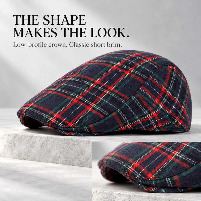 Men's Vintage Plaid Flat Cap – Classic Lightweight Ivy Driving Hat