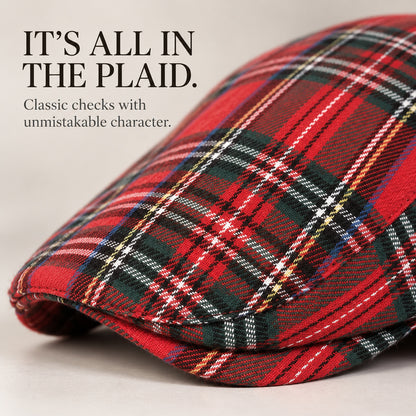 Men's Vintage Plaid Flat Cap – Classic Lightweight Ivy Driving Hat