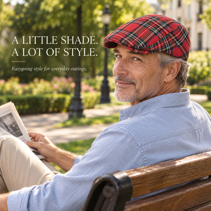 Men's Vintage Plaid Flat Cap – Classic Lightweight Ivy Driving Hat