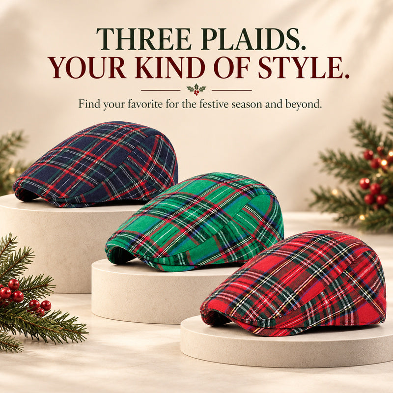 Men's Vintage Plaid Flat Cap – Classic Lightweight Ivy Driving Hat