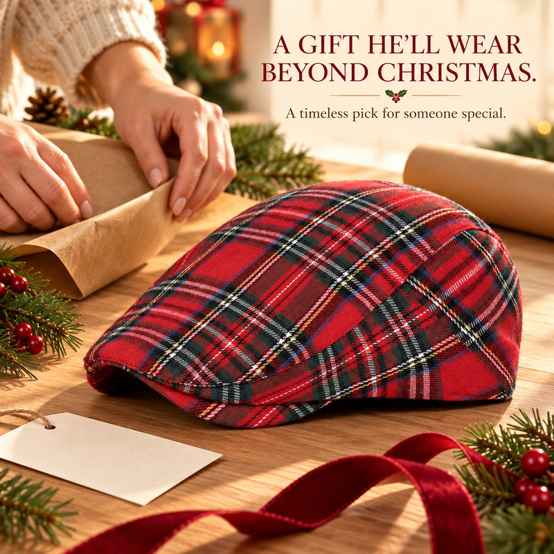 Men's Vintage Plaid Flat Cap – Classic Lightweight Ivy Driving Hat