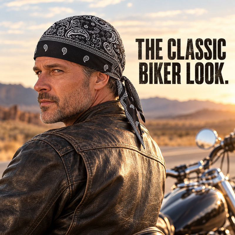 Paisley Biker Do Rag Head Wrap – Tie-Back Bandana Cap for Riding & Everyday Wear
