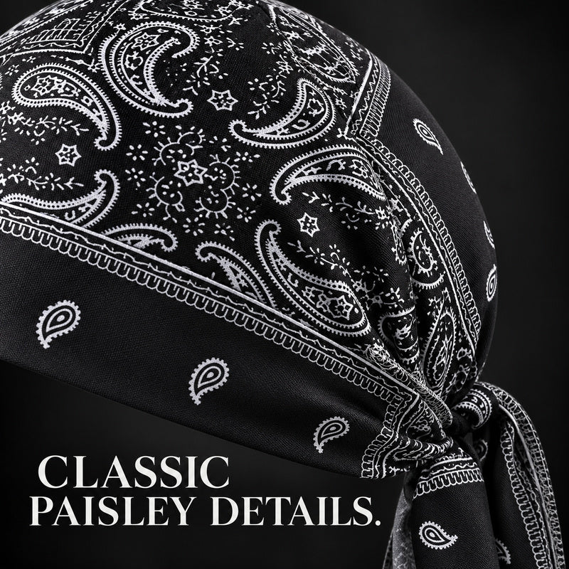 Paisley Biker Do Rag Head Wrap – Tie-Back Bandana Cap for Riding & Everyday Wear