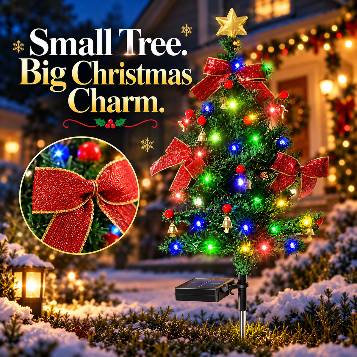 🎄 Solar LED Christmas Tree Stake Lights | Festive Outdoor Yard Decor