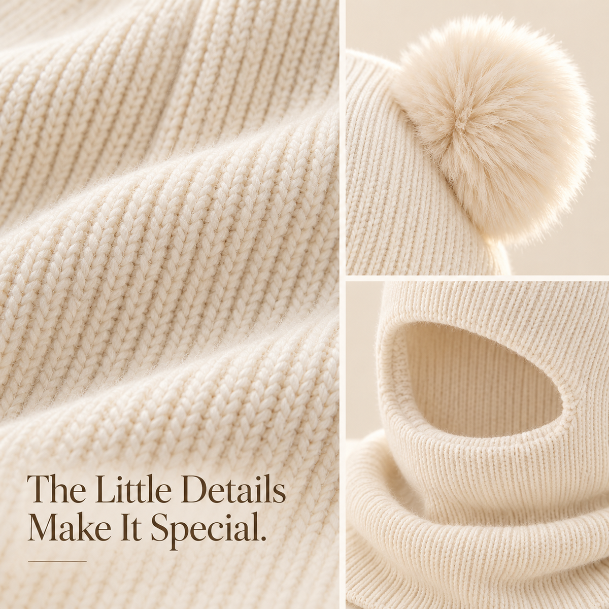 Kids Double Pom-Pom Winter Hat & Scarf | Cozy Knit Balaclava
