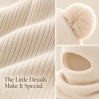 Kids Double Pom-Pom Winter Hat & Scarf | Cozy Knit Balaclava